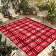 thumbnail image 1 of Red Plaid Outdoor Rug for Patio/Deck/Porch, Non-Slip Large Area Rug 5 x 7 Ft, Modern Art Checkered Farmhouse Indoor Outdoor Rugs Washable Area Rugs, Reversible Camping Rug Carpet Runner, 1 of 8