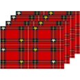 thumbnail image 1 of Red Plaid Placemats, Christmas Red Tartan Plaid Table Mat Linen Burlap Washable Double-Deck Heat Insulation for Dining Table Kitchen Table Set of 4 (12 x 18 inch), 1 of 5