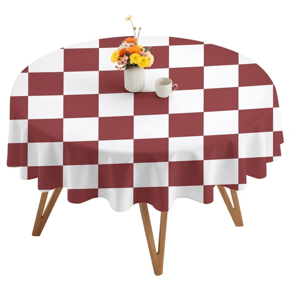 Red Plaid Round Tablecloth 54 inches Modern Checkerboard Plaid Repeating Pattern Waterproof Oil-Proof Table Cloth Round Table Cover for Holiday Party Picnic Dinner Decor Indoor and Outdoor Use