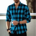 thumbnail image 1 of Red Plaid Shirt Men's Shirt Long Sleeve Fashion New 2023 Button Lapel Shirt Street Loose Casual Breathable 9 Colors S-6XL, 1 of 6