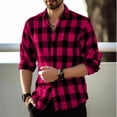 thumbnail image 1 of Red Plaid Shirt Men's Shirt Long Sleeve Fashion New 2023 Button Lapel Shirt Street Loose Casual Breathable 9 Colors S-6XL, 1 of 6