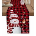 thumbnail image 1 of Red Plaid Snowman Christmas Burlap-Cotton Table Runner 48 Inches Long,Xmas Snowflake Birds Farmhouse Table Runners,Outdoor Dining Tablecloths Decor for Baby Shower Party Wedding 13x48, 1 of 9