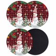 thumbnail image 1 of Red Plaid Snowman Christmas Coasters Set of 4, Absorbent Coasters for Drinks, Xmas Tree Snowflake Balls Coaster for Desk Coffee Table Protection, Home Decor House Warming Gifts 4", 1 of 8