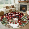 thumbnail image 1 of Red Plaid Snowman Christmas Round Rug 5ft Washable Circle Kitchen Rugs Non Slip Gifts Xmas Tree Snowflake Winter Large Area Rug Indoor Floor Carpet for Bedroom Living Room Office Dining Room Nursery, 1 of 8