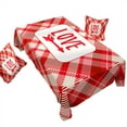 thumbnail image 1 of Red Plaid Valentines Day Tablecloth Waterproof Cotton Linen Tablecloth for Dining at Home Romantic Dinner Party Anniversary Celebration Holiday Gathering Kitchen Decor, 1 of 3