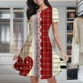 thumbnail image 1 of Red Plaid With Lace And Piano Keys Women's Classic Swing Skater Dress Casual Work Party Cocktail Dresses, 1 of 6