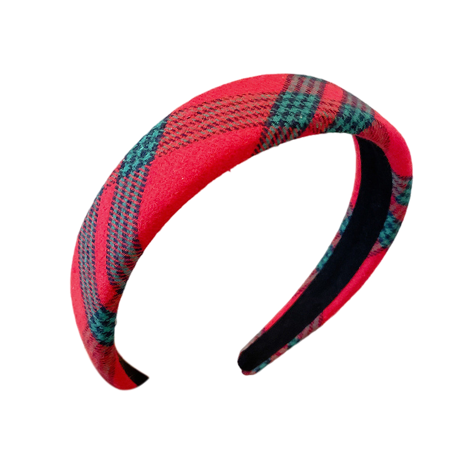 Red Plaid Women Headband Red Plaid Padded Headband with Faux  display picture 3