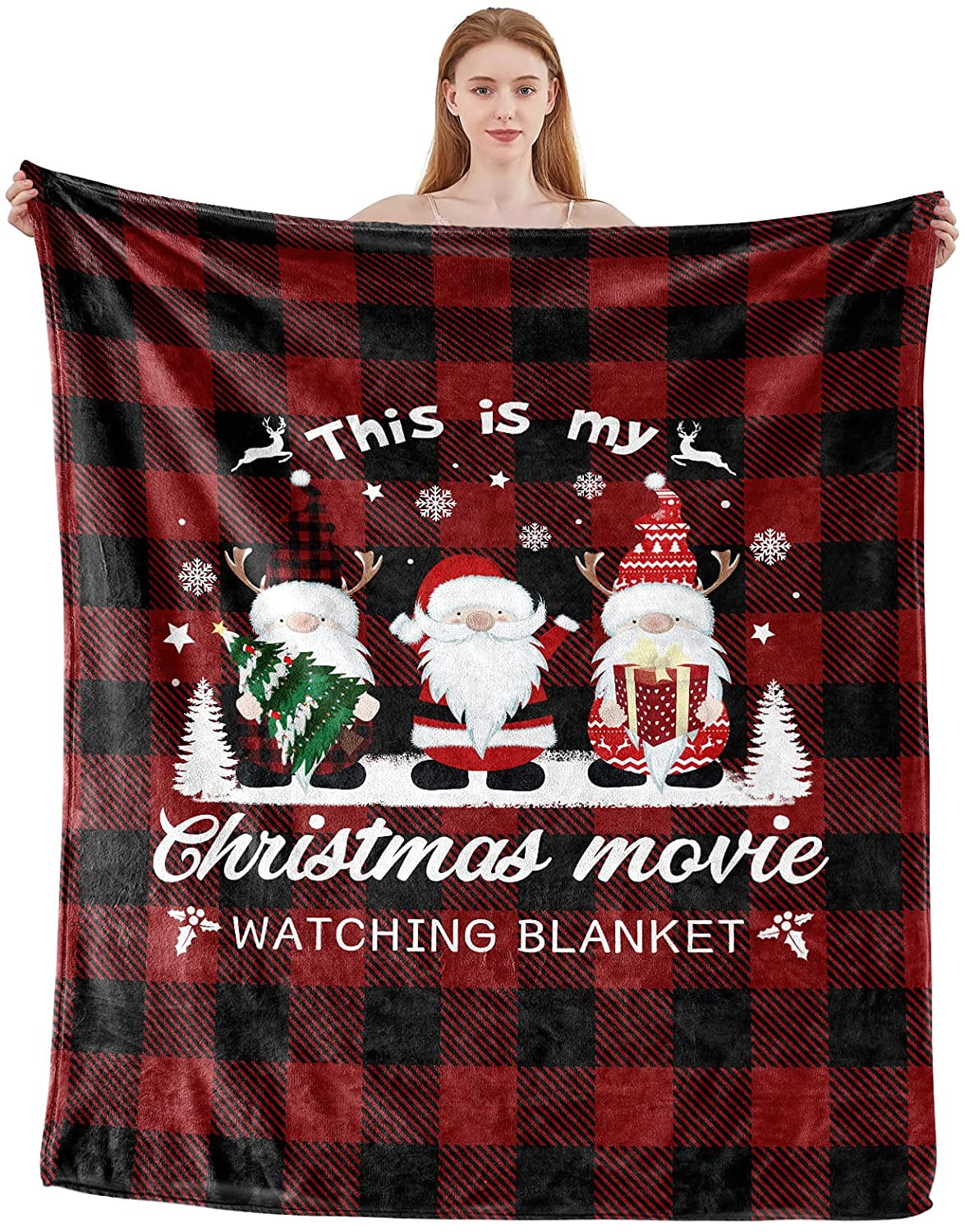 Red Plaid Xmas Bedding Fuzzy Flannel Fleece Throw Soft Blanket Gift
