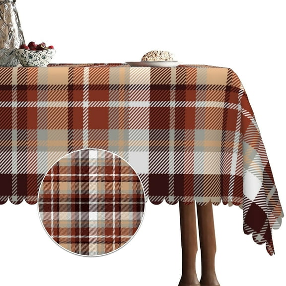 Red Plaided Tablecloth for Rectangle Tables,Linen Table Cloth Gingham,Table Cover for Dining Kitchen Decor Party Banquet,60x84