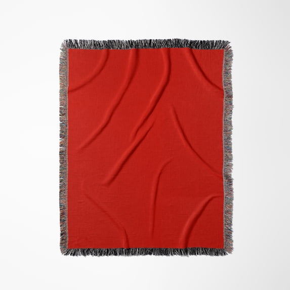 Red - Plain Simple Solid Color - Bold Vibrant Bright Pure Imperial Crimson Fire-Engine Cardinal Red, Woven Blanket