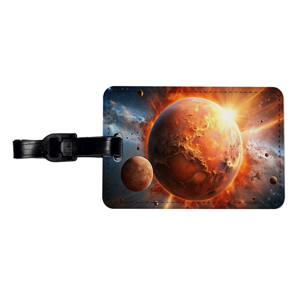 Red Planet Exploding in Space Sci-fi Faux Leather Travel Luggage Tag ...