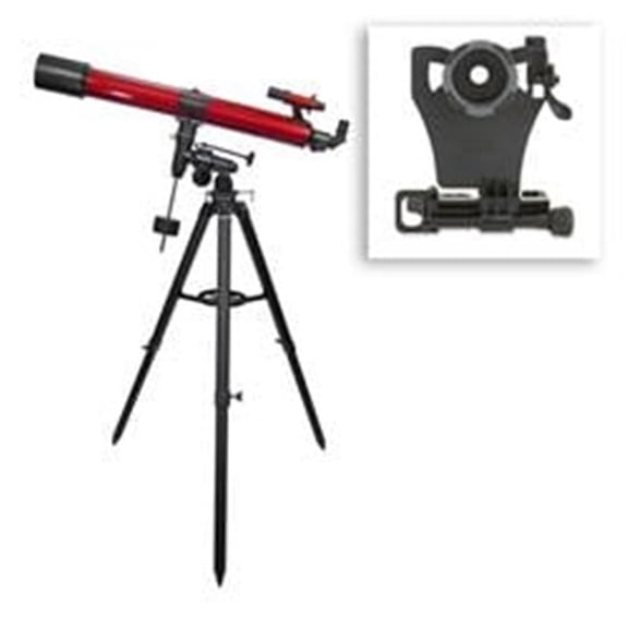 Red Planet Refractor Telescope - Red - 90mm - Includes Smartphone Adapter - 50-100x Magnification