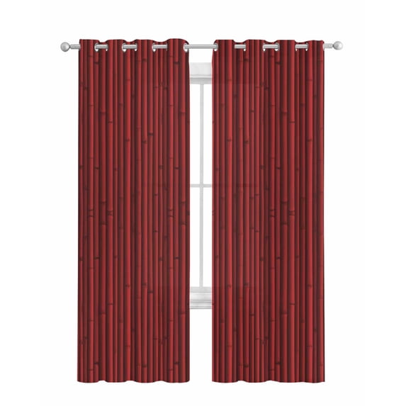 Red Plants Texture Sheer Curtains 63 Inch Length 2 Panels Set for Living Room/Bedroom, Vintage Country Trees Pattern Kitchen Curtains Grommet Semi-Sheer Curtains Drapes Window Treatments 42"x63"x2