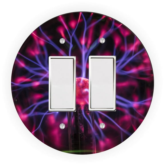 Red Plasma Ball Design - Round Light Switch Plate Cover - Double Rocker