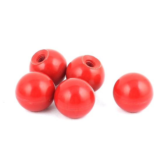 Red Plastic Diameter M5 Round 20mm Ball Solid Lever Knobs 5pcs for Lathe Machine