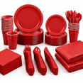 Ruby Ware Warehouse Red Plastic Disposable Dinnerware Party Set for 50 Guests, 352 Pieces ...