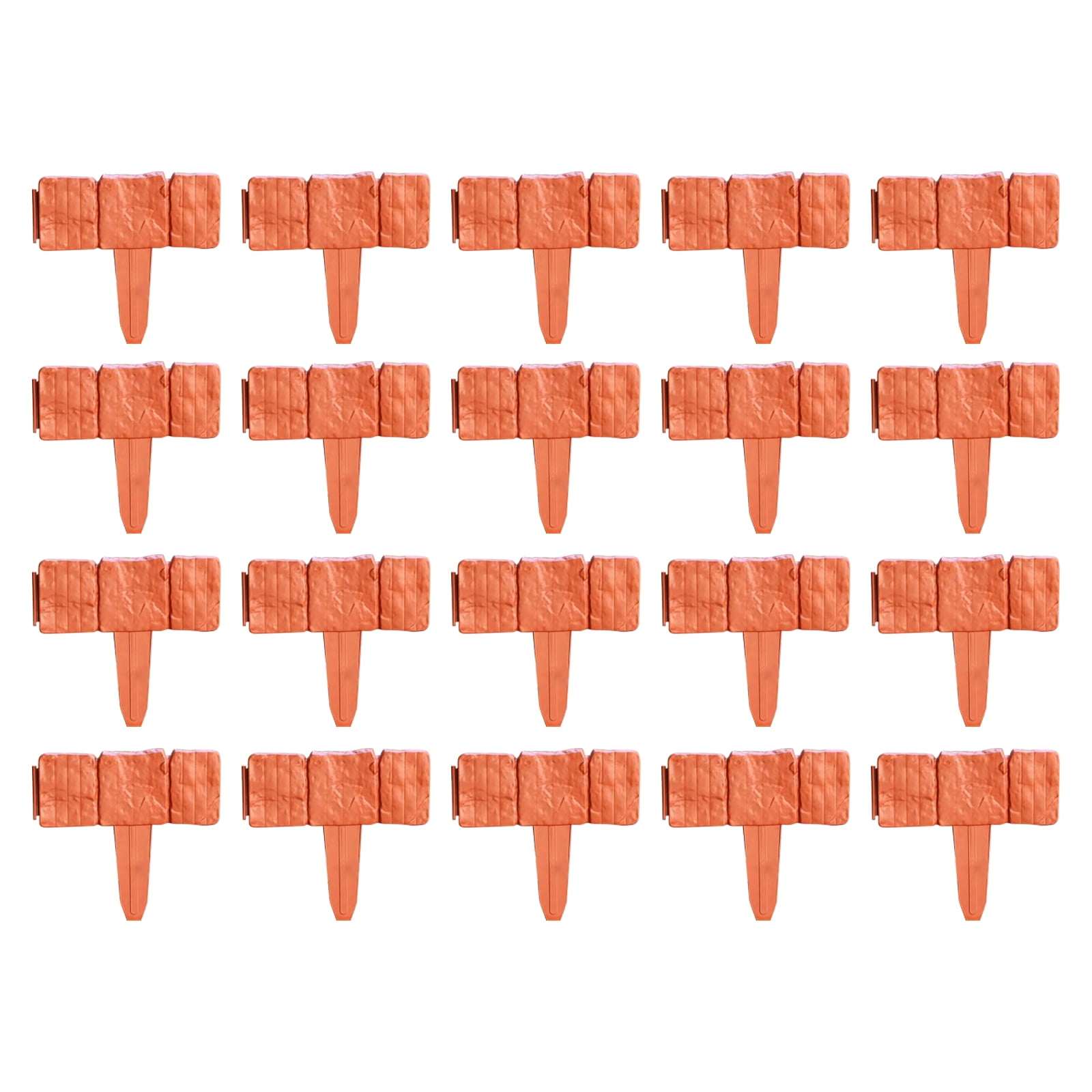 Red Plastic Garden Retaining Fence 20-Piece Set Stone-Look Decorative Landscape Edging for Flower Beds and Walkway Borders Outdoor Enclosure