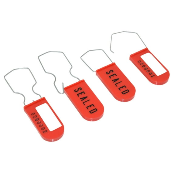 Red Plastic Padlock Security Seal Scored Tool-less Hand Removal 100 Pack