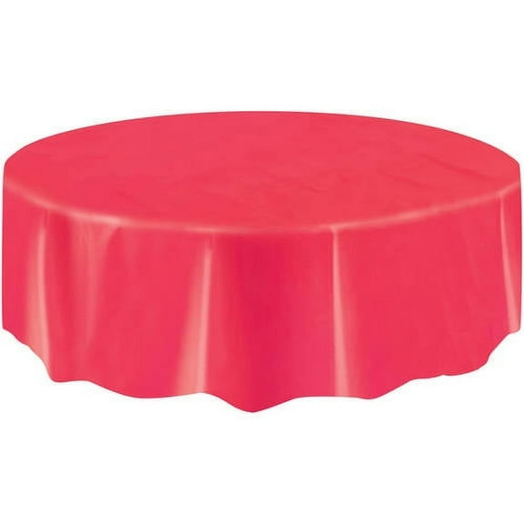 Red Plastic Party Tablecloth, Round, 84in (Pack of 48)