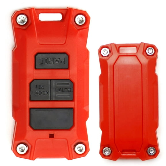 Red Plastic Remote Key Fob Enclosure Shell w/Black Keypads, For Jeep 2018-up Wrangler JL or Gladiator JT Folding Key