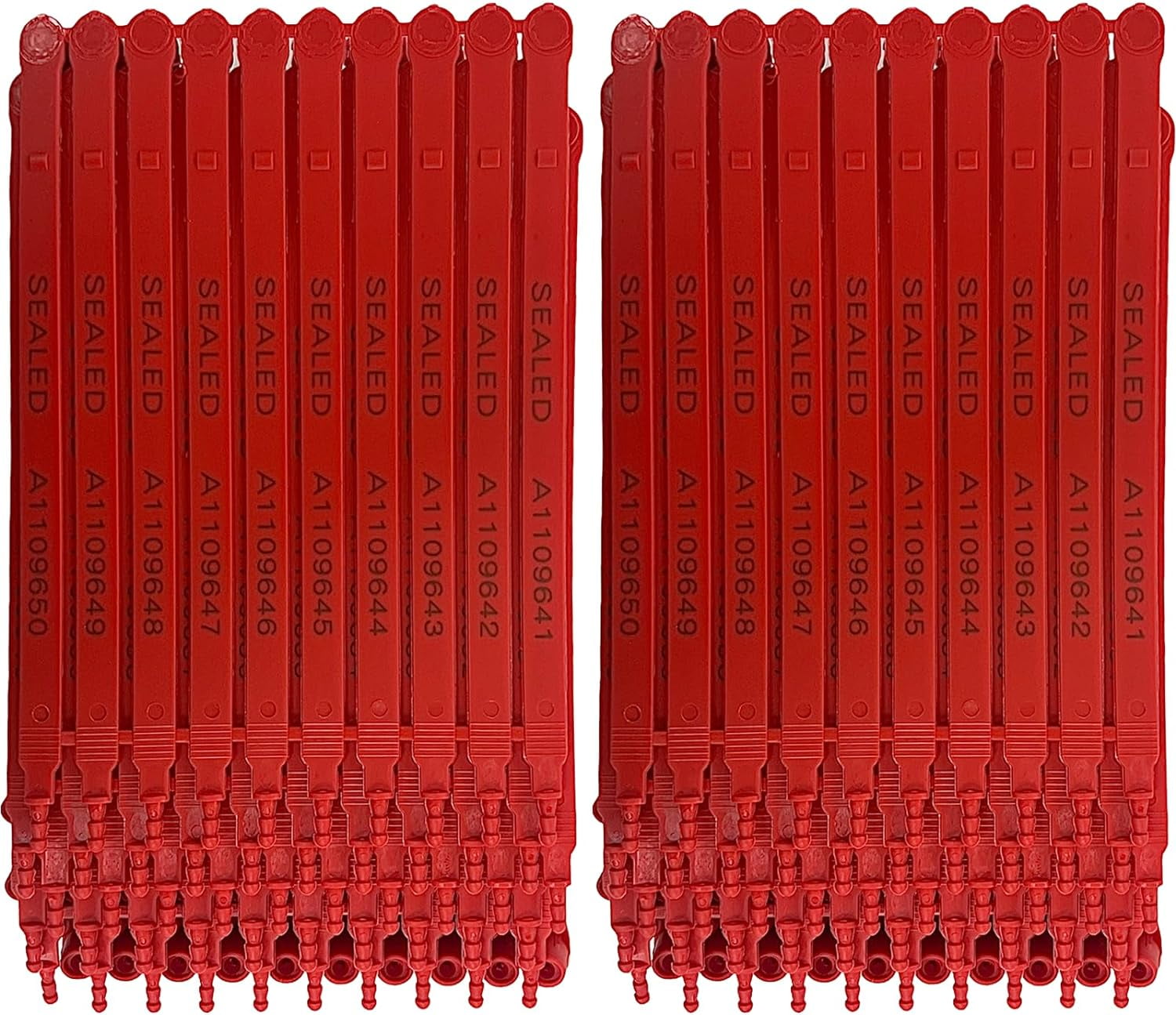 Red Plastic Security Seals (8") - Self Locking Shipping Seal with Print Progressive Numbering ...