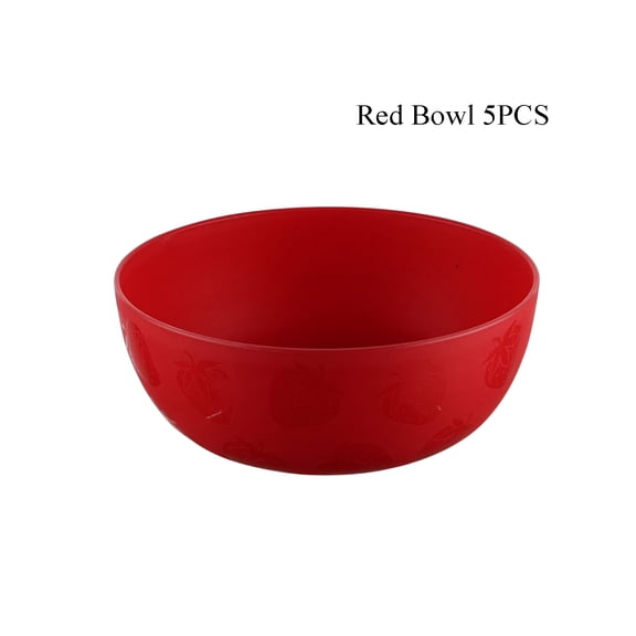 Red Plastic Serving Bowl – 6.75 Inch Salad & Fruit Bowl with Embossed Strawberry Design
