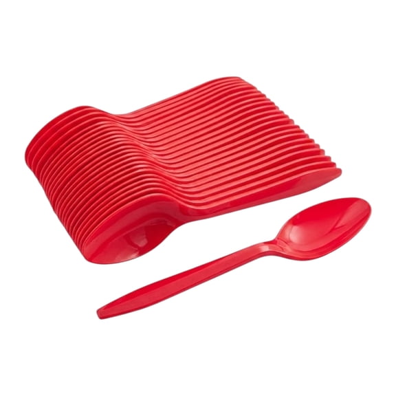 The Baker Celebrations Plastic Disposable Spoons, Red, 100 Count