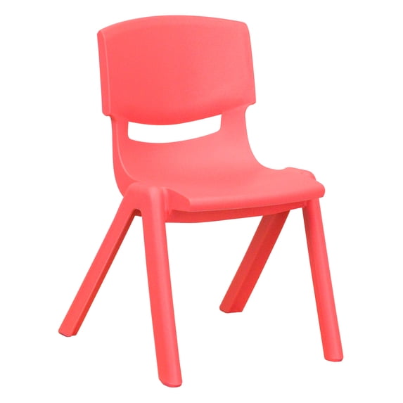 Red Plastic Stackable School Chair with 12" Seat Height