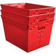 thumbnail image 1 of Red Plastic Storage Totes and Stackable Storage Bins -  Strength Containers for Organizing at the Office and Home - Holds Up To 80 Lbs - 18" x 13" x 12" - Pack of 3, 1 of 11