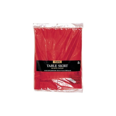 Red Plastic Table Skirt - Party Supplies