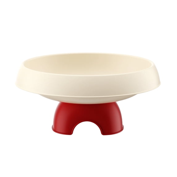 Red Plastic Tall Fruit Bowl with Footed Base, 9.84in Wide Snack Bowl for Coffee Table, Living Room Decor Serving Dish for Nuts, Candy, Chips, Centerpiece Storage Tray