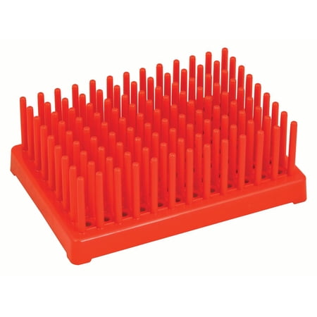 Red Plastic Test Tube Peg Drying Rack Holds 96 13mm Test Tubes - Eisco Labs