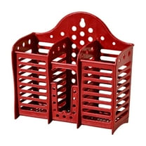 Red Plastic Utensil Holder with Drain Holes, Wall Mounted Chopsticks Spoon Basket for Kitchen Counter Organization, Perfect for Parties Camping Picnics