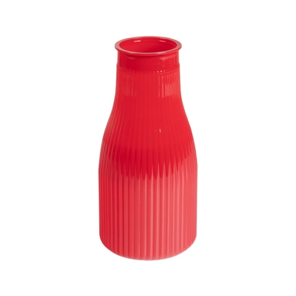 Red Plastic Vase Set of 3 - Red Small Flower Vases for Home Decor Modern Decorative Vase for Living Room Kitchen Bedroom Office Bathroom Shelf Centerpiece Table Decor, 3.5x7.7''