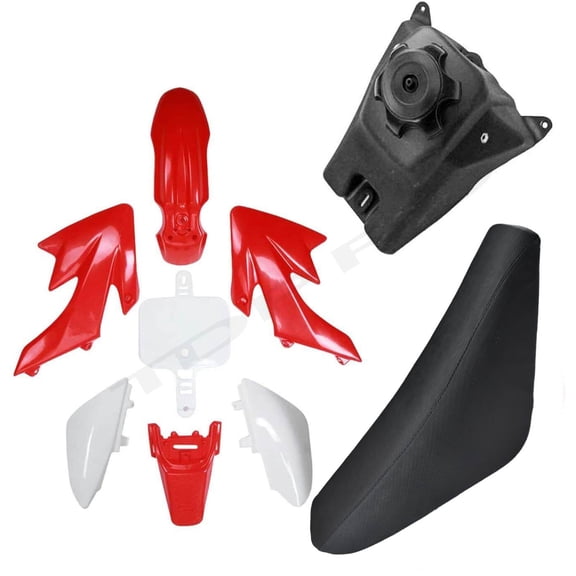 Red Plastics Kit with Black Seat and Fuel Tank for CRF50 XR50, Chinese 50cc 70cc 90cc 110cc 125cc SSR Coolster Dirt Pit Bike,Fenders Fairings Replacement Plastic with Seat