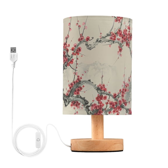 Red Plum Blossom Table Lamp with USB Port LED Warm Light Lamp Night Light Home Decor