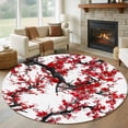thumbnail image 1 of Red Plum Round Area Rug 6Ft Washable Circle Rugs for Bathroom Office, Nature Flowers Branches Chinese Painting Non-Slip Carpet Floor Mats Indoor Outdoor Carpet Runner Aesthetic Home Decor, 1 of 8