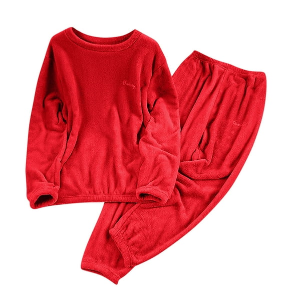 Red Plus Size Pajamas Sets for Women Winter Fall Velour Match Thick Warm Fuzzy Basic Pajamas PJ Sets Ladies 2025 Clothes Fashion M