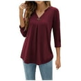 thumbnail image 1 of Red Plus Size Tshirts for Women, Polyester Womens Shirts Dressy Casual, Long Sleeve Printed Plus Size Tops, Plus Size Blouses, Solid Plus Size Shirt for Women, Weekend Solid Color Womens Tops Plus, 1 of 9