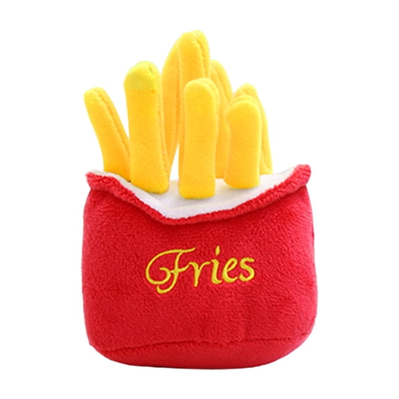 Red Plush French Fries Pet Toy For Dogs And Cats Bite Resistant Chewable Puppy Kitten Interactive Stuffed Toy