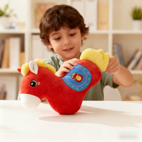 Red Plush Horse Toy, Colorful / Vibrant Design Cartoon Design With Exquisite Embroidery, Comfortable Soft Filling, Ideal For Birthday Graduation Gifts Friends Classmates Home Decor