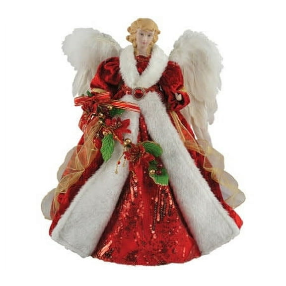 Red Poinsetta Angel Tree Topper