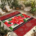 thumbnail image 1 of Red Poinsettia Christmas Outdoor Rug for Patio/Deck/Porch, Non-Slip Large Area Rug 6 x 9 Ft, Xmas Floral Winter Botanical Indoor Outdoor Rugs Washable Area Rugs, Reversible Camping Rug Carpet Runner, 1 of 8