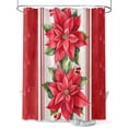 thumbnail image 1 of Red Poinsettia Christmas Shower Curtain Set, Waterproof Shower Curtains for Bathroom, Xmas Botanical Floral Modern Art Washable Fabric Cloth Bath Curtain for Bathtub with Hooks 60x72 Inches, 1 of 6