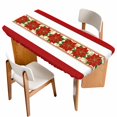 thumbnail image 1 of Red Poinsettia Christmas Table Cloths for 6 Foot Rectangle Tables, Xmas Botanical Winter Floral Patio Waterproof Elastic Fitted Tablecloths, Washable Rectangular Table Cover for Camping, 1 of 8