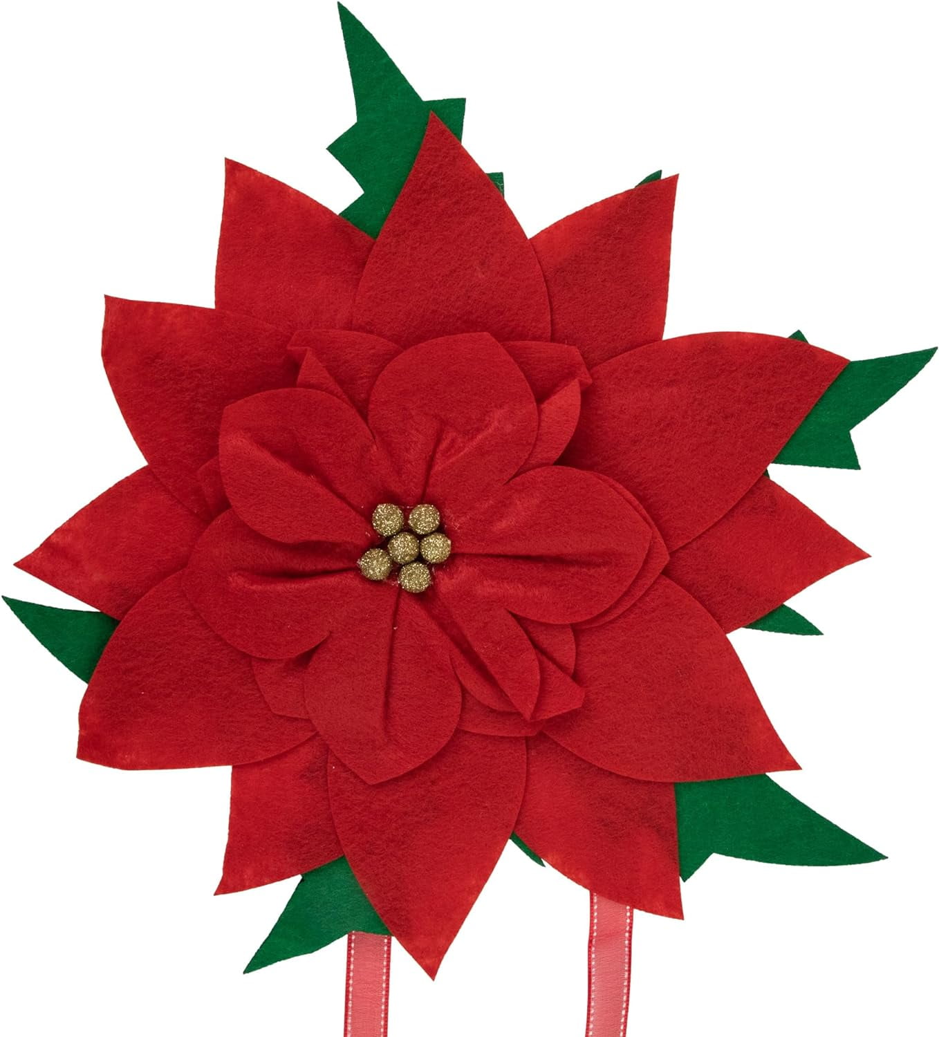 Red Poinsettia TieOn Christmas Tree Topper, Unlit