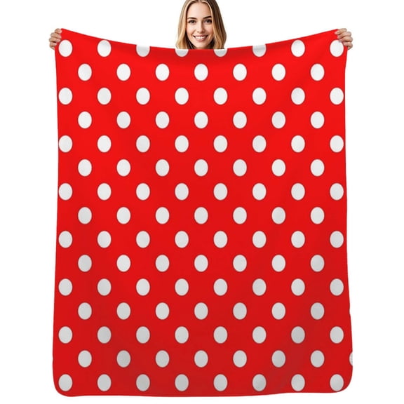 Red Polka Dot Background Flannel Blanket Warm Soft Bedding Throws Winter Camping Chair Sofa Bed