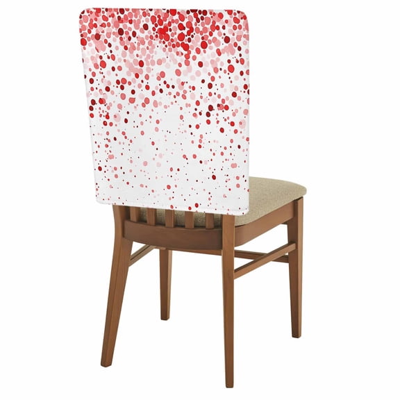Red Polka Dot Chair Back Covers Set of 1, Watercolor Red Gradient Stretch Dining Chair Back Slipcovers Removable Seat Cover for Kitchen Restaurant Hotel Cafe
