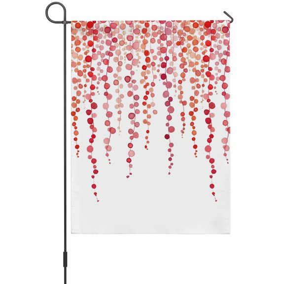 Red Polka Dot House Flags For Outdoor, Watercolor Teal Blue Abstract Leaf Small Double Side Yard Flags Weather Proof House Decor for Lawn Outside Holiday 28 x 40 Inches