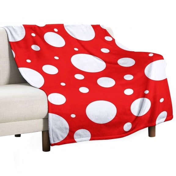 Red Polka Dot Pattern Throw Blanket for Women, Men & Kids - Super Soft Plush Blanket Throw Fleece Blanket Animal Blanket